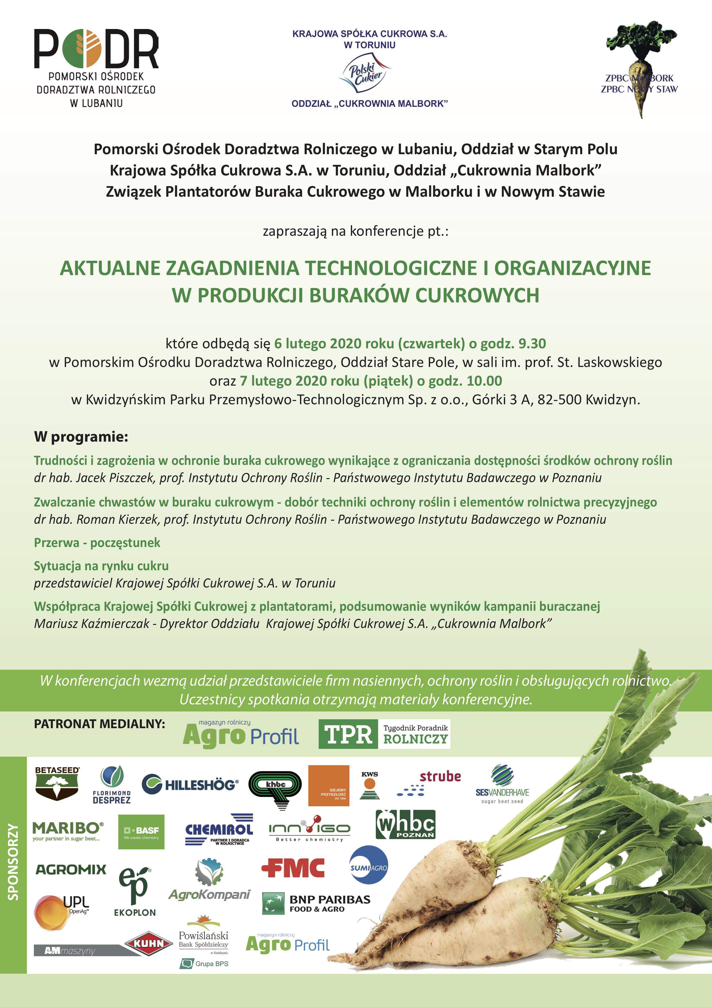 Konferencja dla plantatorów buraków cukrowych w Kwidzyniu i Starym Polu
