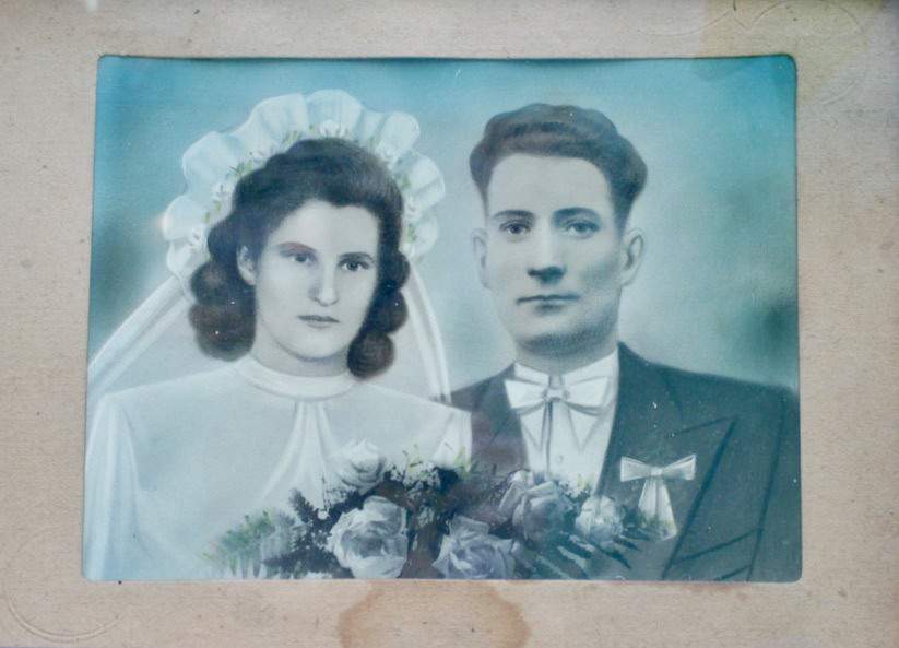 Stanisława z mężem Zygfrydem na monidle z 1950 roku