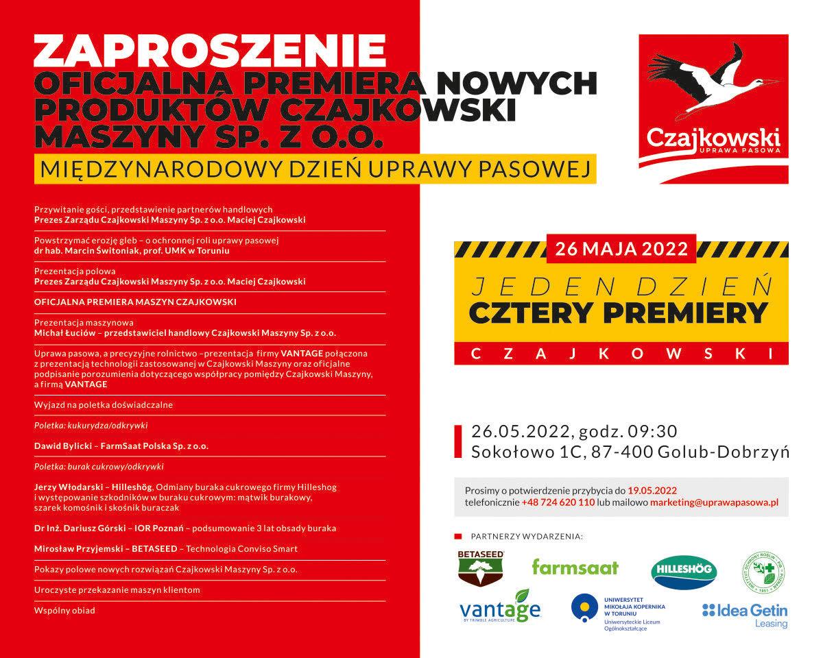 Międzynarodowy Dzień Uprawy Pasowej odbędzie się w siedzibie firmy Czajkowski Maszyny w Sokołowie